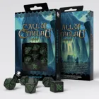 SCTH02 - Call of Cthulhu black &amp; green dice set (7)