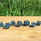 SLLA03 - Shimmering Llama Dice Set glittering dark blue & white