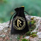 BRUN201 - Runic black & golden velour, dice bag