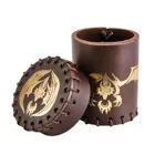 CFDR102 - Flying Dragon dice cup, brown & gold, leather