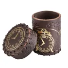 CSTE101 - Steampunk dice cup, brown & gold, leather