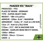 COBI-2559 - PANZER VIII MAUS, Modell, 1605 Teile, ab 10 Jahren