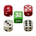 4107 - Game pieces, backgammon, large, 34 x 10 mm, plastic, red white, incl. dice