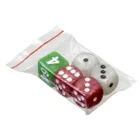 4107 - Game pieces, backgammon, large, 34 x 10 mm, plastic, red white, incl. dice