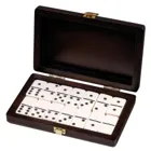 Dominoes, double 6, in walnut-look box, board game, from 6 years old