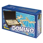 3627 - Domino, Doppel 9, in Box aus Walnussoptik , Brettspiel aus Holz, 1-2 Spieler