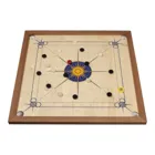 Carrom standard, blau gelb, Brettspiel aus Holz, 2 - 4 Spieler, ab 6 Jahren