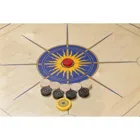 Carrom standard, blau gelb, Brettspiel aus Holz, 2 - 4 Spieler, ab 6 Jahren