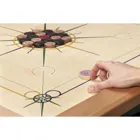 8231 - Carrom Superior, blau gelb grün,Brettspiel aus Holz, 1-2 Spieler, ab 8 Jahre