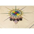 8231 - Carrom Superior, blau gelb grün,Brettspiel aus Holz, 1-2 Spieler, ab 8 Jahre