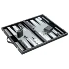 Backgammon grey, medium, imitation leather, board game made of wood, 1-2 players, from 8 years old