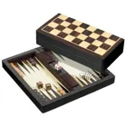 Schach Backgammon Dame Set, Reise, Feld 22 mm, magnetisch, Brettspiel aus Holz