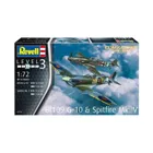 Combat Set Messerschmitt Bf109G-10 &amp; Spitfire Mk.V - Model Kit, 76 Parts, 10 years and up