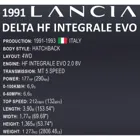 2290 PCS CARS /24356/ 1991 LANCIA DELTA HF INTG.EVO EXECUTIVE EDITION