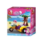 SL07054 - Mini construction set motorbike with sidecar and cat